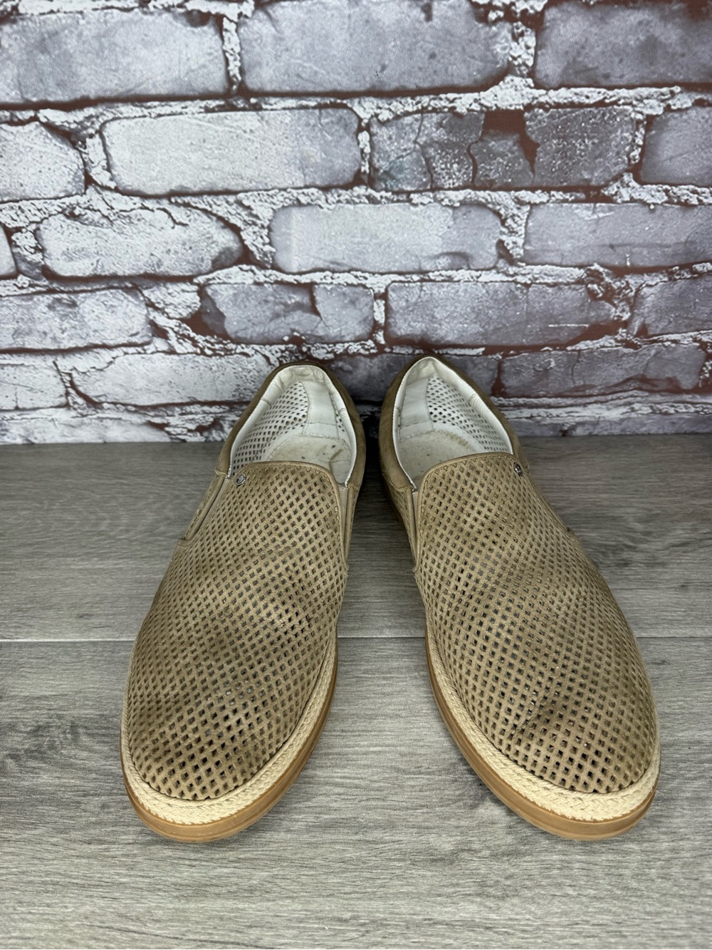 Baldinini Beige Suede Leather Perforated Sneakers Shoes Men’s Sz 45EU/12M US